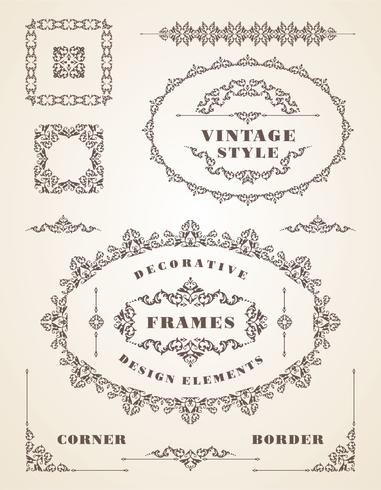 Set of Retro Vintage Frames and Borders. vector