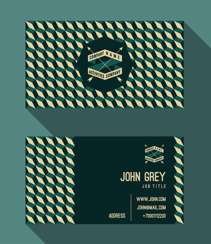 Business card template, vintage retro background with geometric  vector