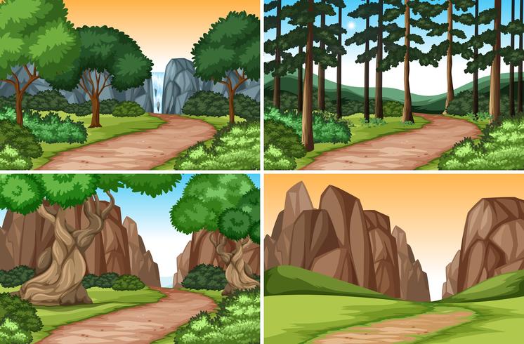 Set of nature landscape vector