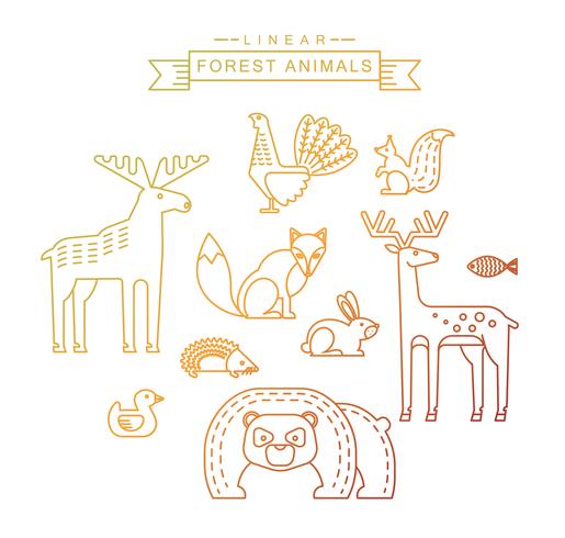 Ilustraciones vectoriales de animales del bosque. vector