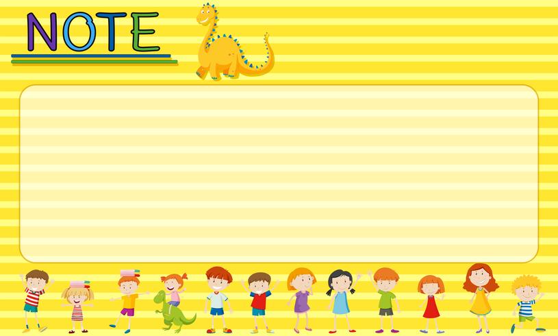 Paper template with kids and dragons vector