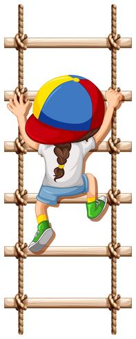 A back of girl climbing rope vector