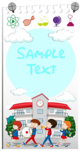 Paper template with school band marching vector