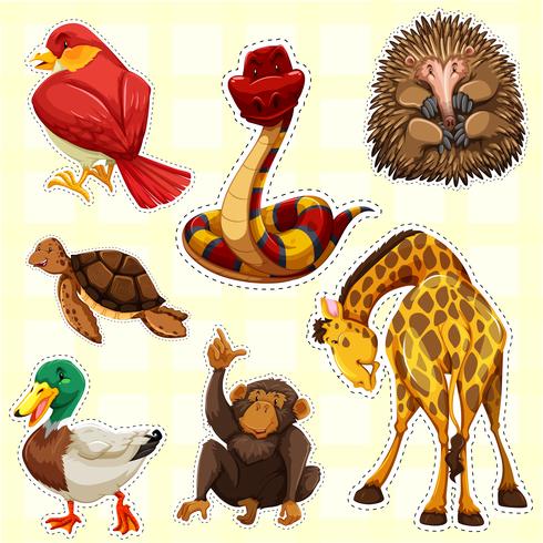 Sticker design for animals with happy face - Download Free Vector Art, Stock Graphics & Images