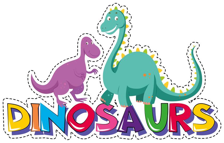 Plantilla de etiqueta para la palabra dinosaurios vector