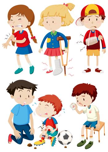 A set of children and accident - Download Free Vector Art, Stock Graphics & Images