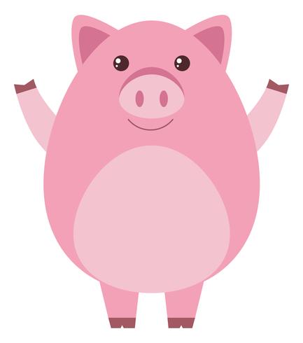 Pink pig on white background vector