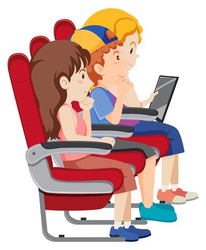 Passenger on airplane seat vector