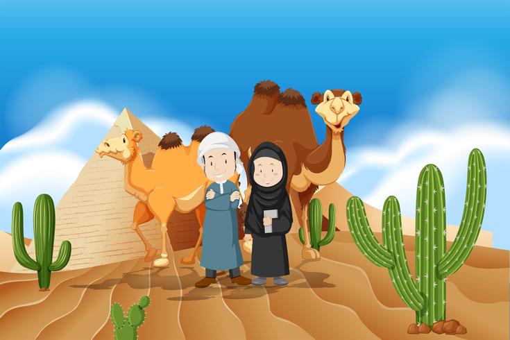 Arabic couple at desert vector