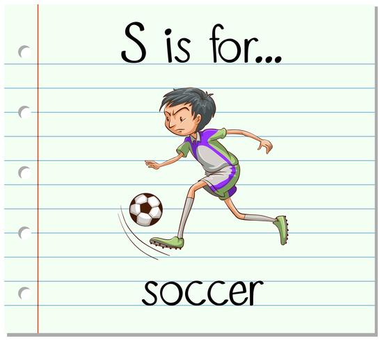 Flashcard letra S es para futbol vector