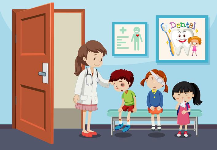 Lesiones infantiles en el hospital. vector