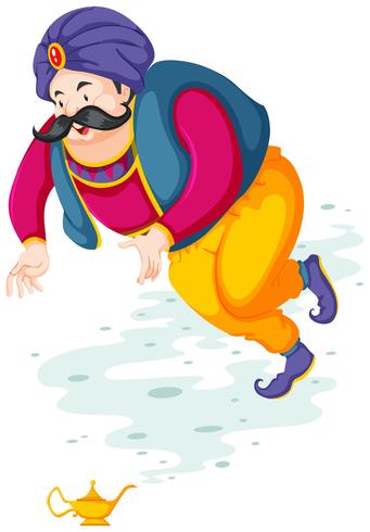 Genie flying out of the lamp vector