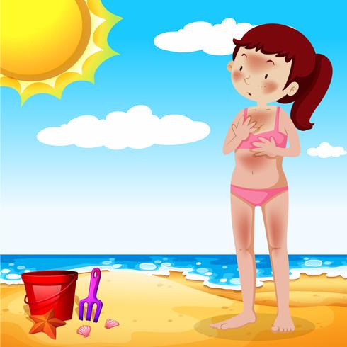 A Girl Tanning at the Beach vector