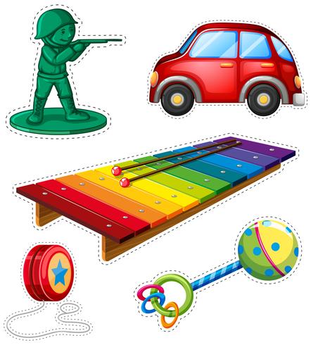 Sticker set with different toys vector