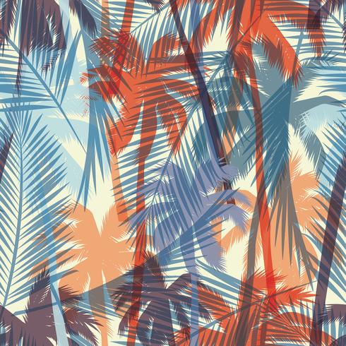 Seamless exotic pattern with palm leaves. vector