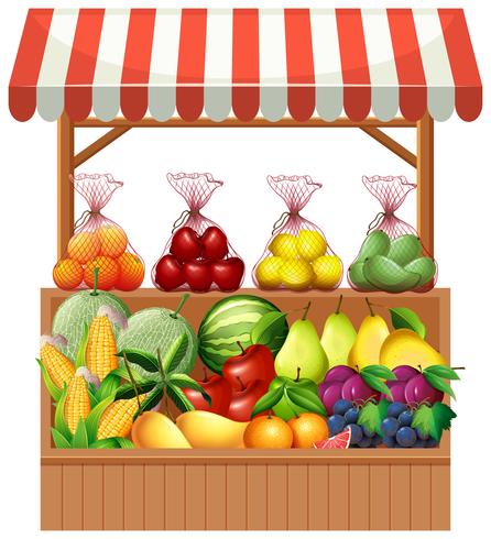 Fresh fruit on wooden stall - Download Free Vector Art, Stock Graphics & Images