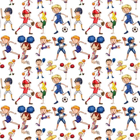 A seamless pattern of athlete vector