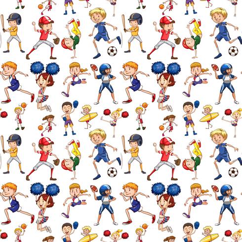 A seamless pattern of athlete vector