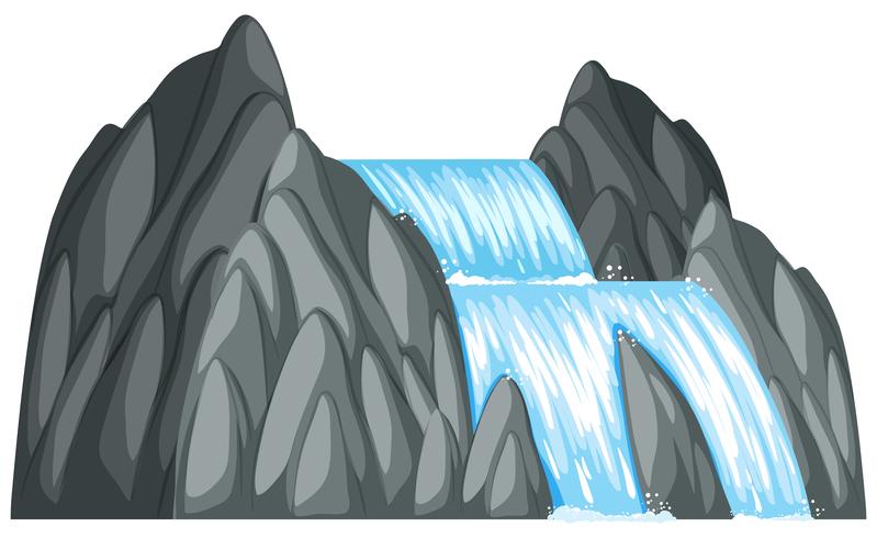 Waterfall down the rock vector