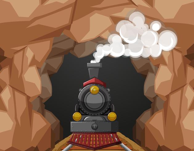 Train ride through the cave vector