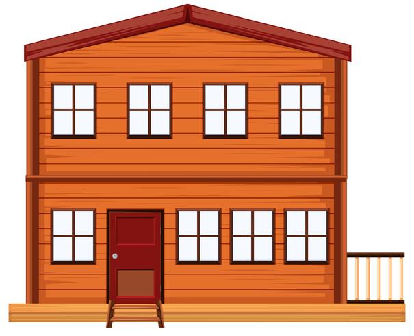 Flat wooden house on white background vector