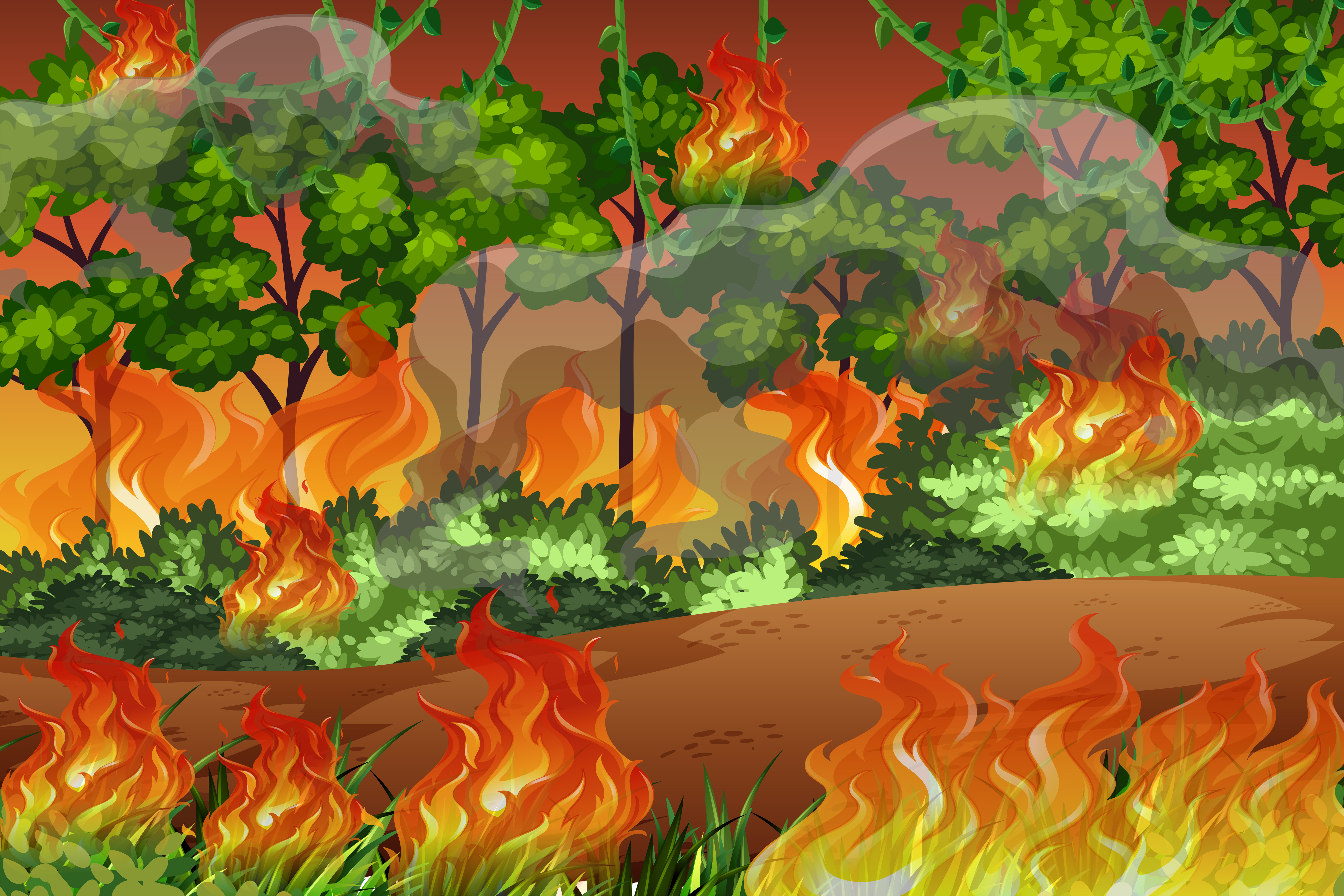 Fire in the forest - Download Free Vectors, Clipart ...