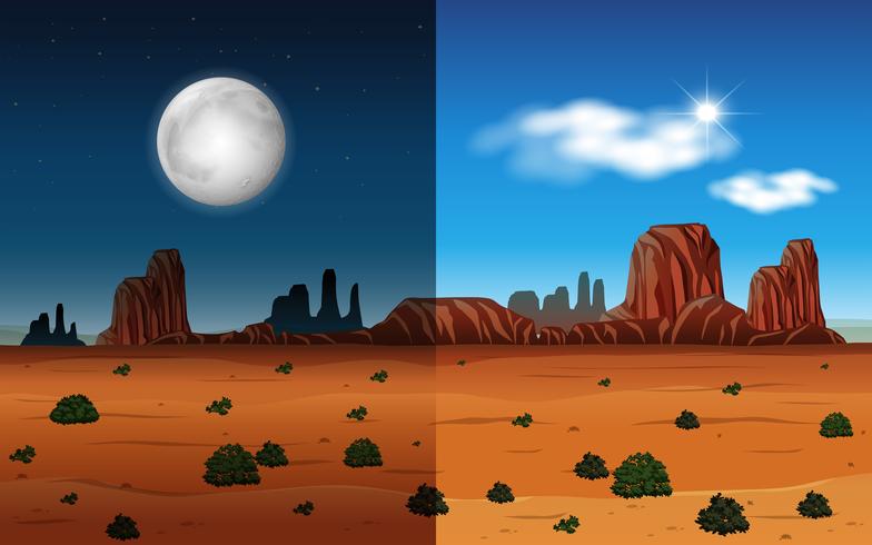 Día y noche en un desierto. vector