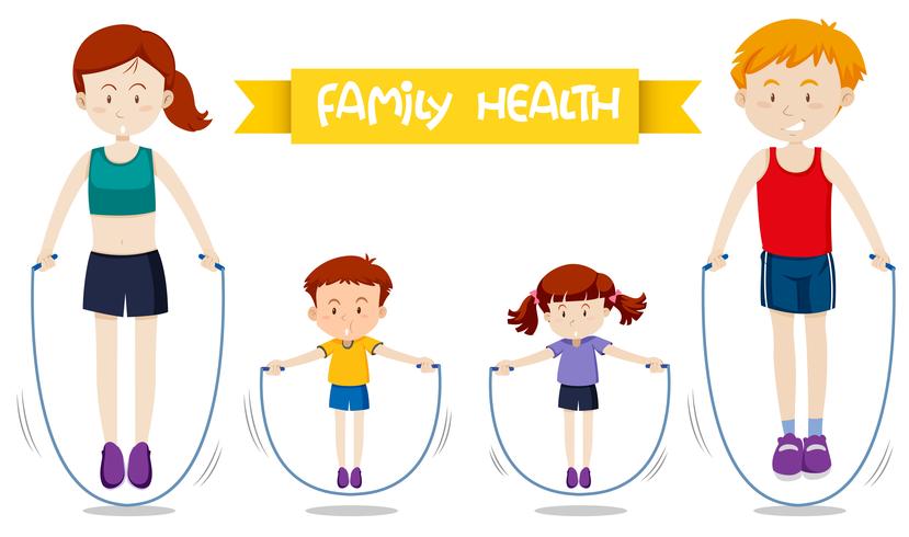 A family workout together vector