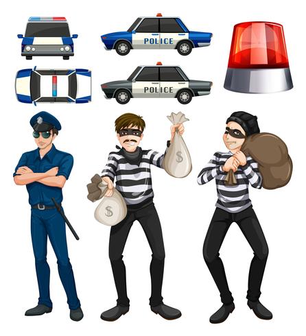 Conjunto de policías y ladrones. vector