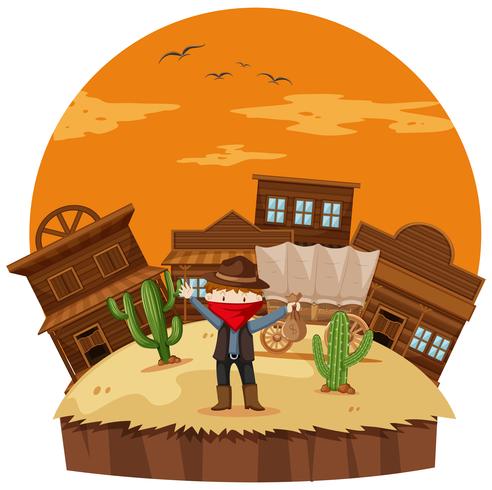 Robber at the cowboy town vector