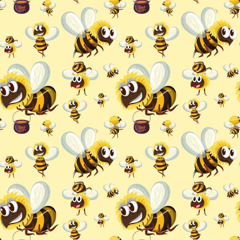 Seamless bumble bee pattern vector
