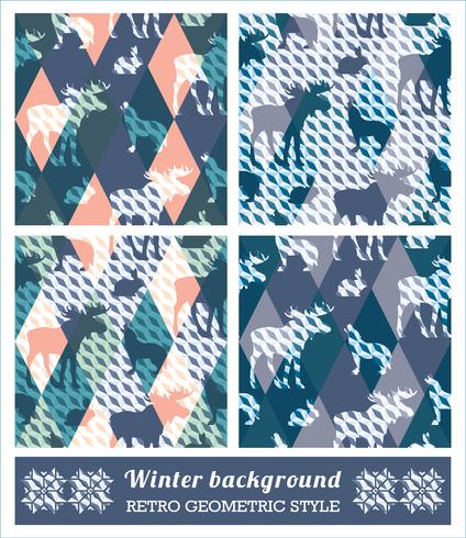 Winter geometric seamless patterns. vector