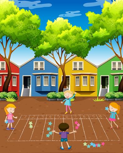 Children Playing at Playground vector