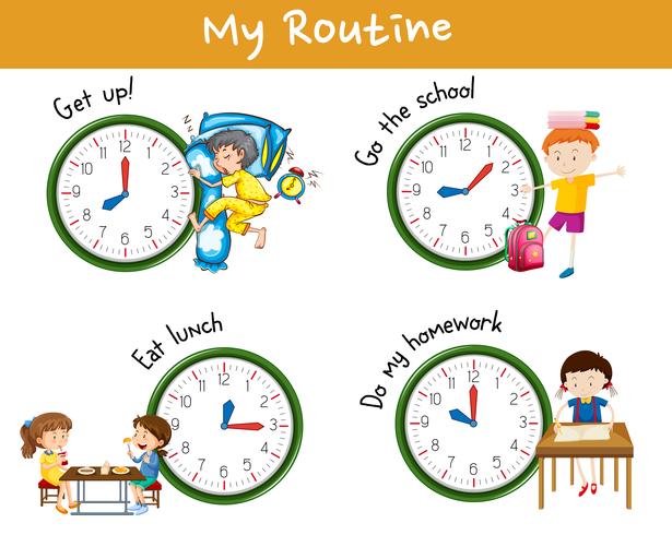 Children activities at different times of day vector