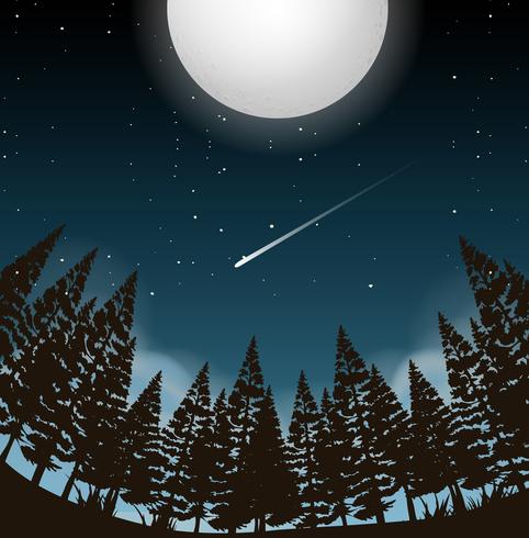 full moon over woods vector