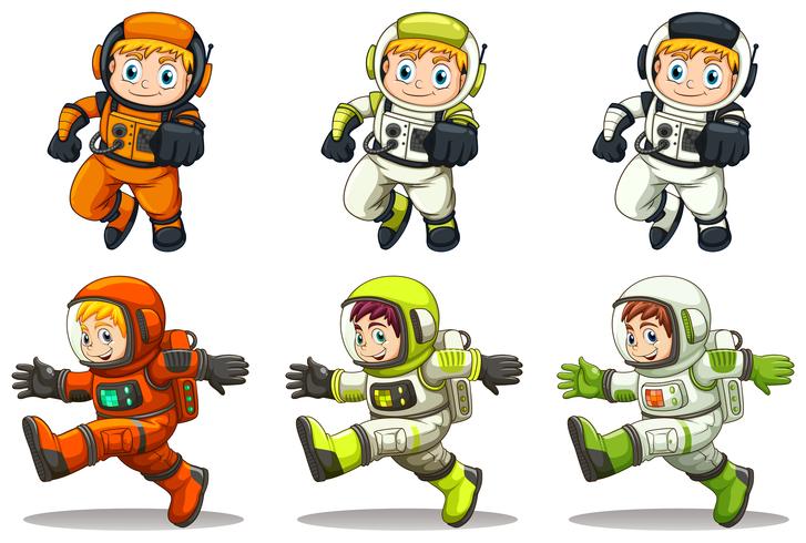 Jóvenes astronautas vector