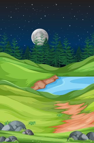 Paisaje de la naturaleza por la noche vector