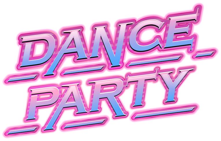 Neon Pink dance party text vector