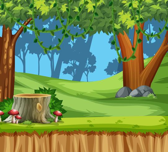 Wood land scape scene vector