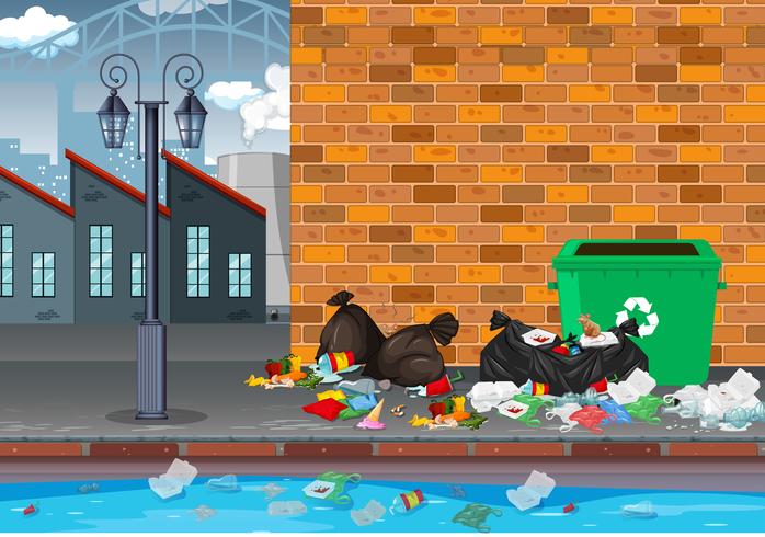 Litter in the industry landscape vector