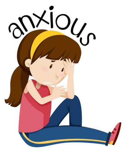 A girl having anxious vector