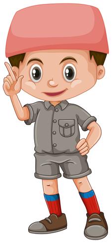 Muslim boy in safari costume vector