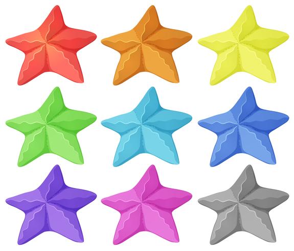 Estrella de mar en nueve colores diferentes vector