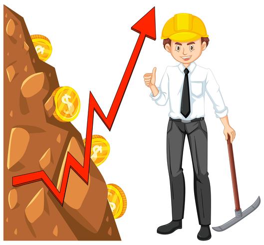 An Office Worker Mining Coin vector