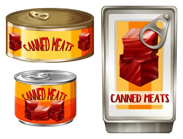 Three design of canned meats vector