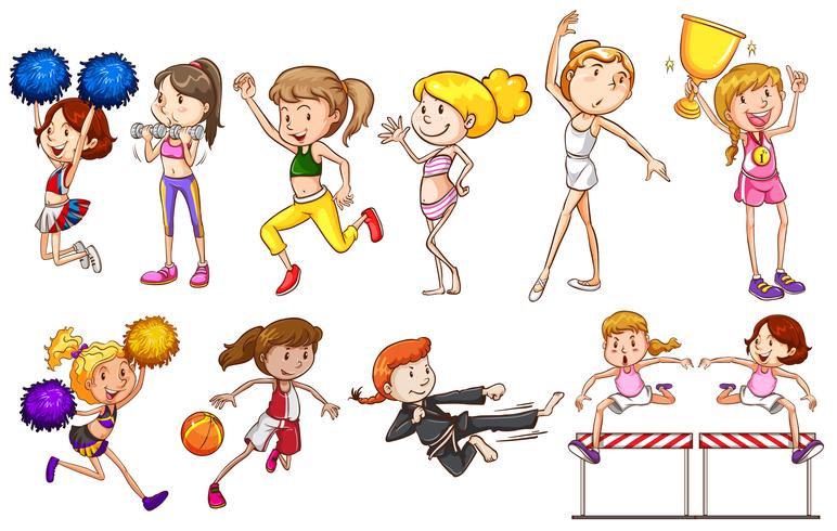 Set of female sport character vector