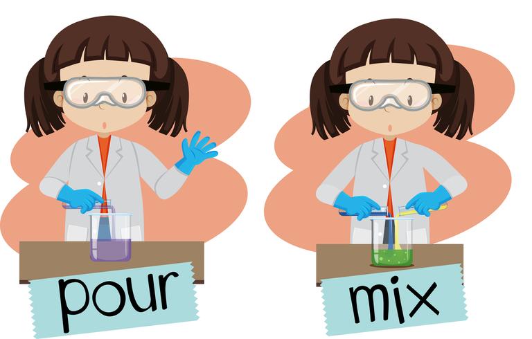 Words pour and mix with girl doing experiment vector