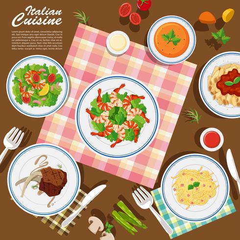 Italian cuisine on the table vector