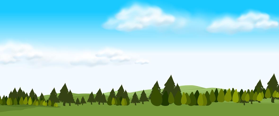 Escena de la naturaleza con campo verde vector