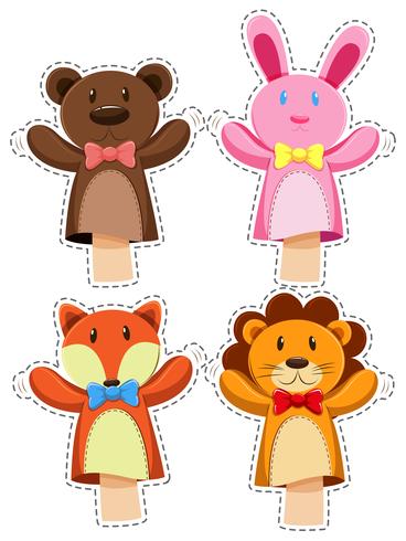 Sticker set with hand puppets vector